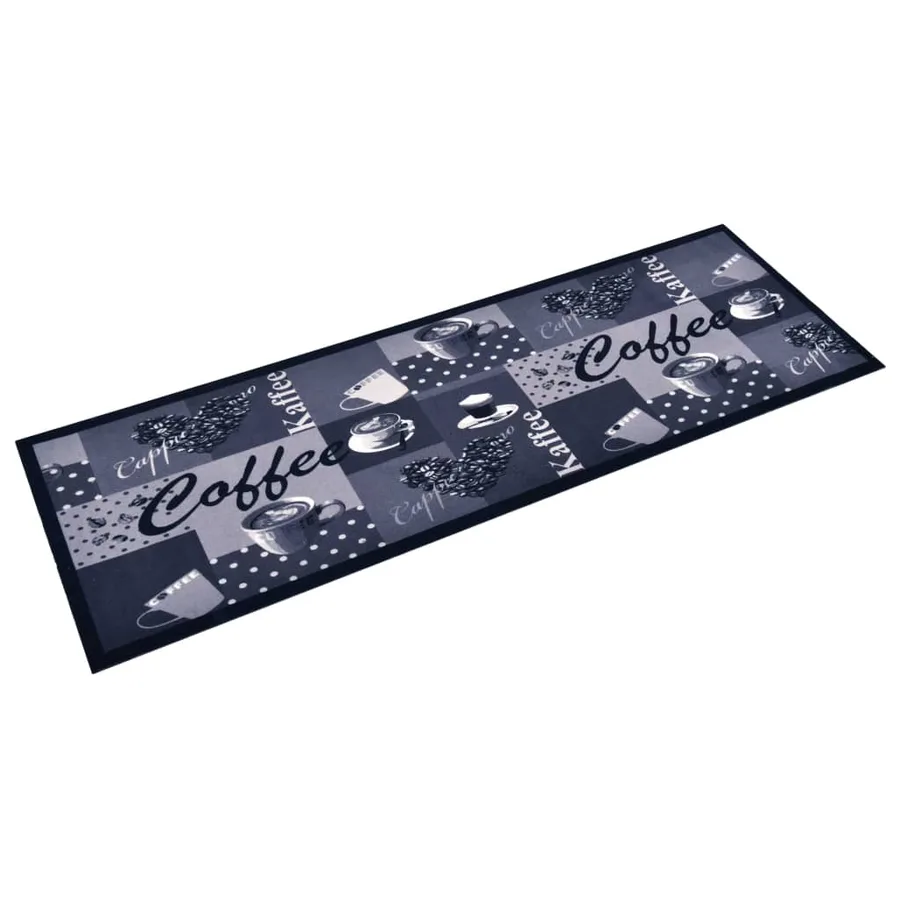 Tapis de sol de cuisine lavable Bleu café 45x150 cm - 2