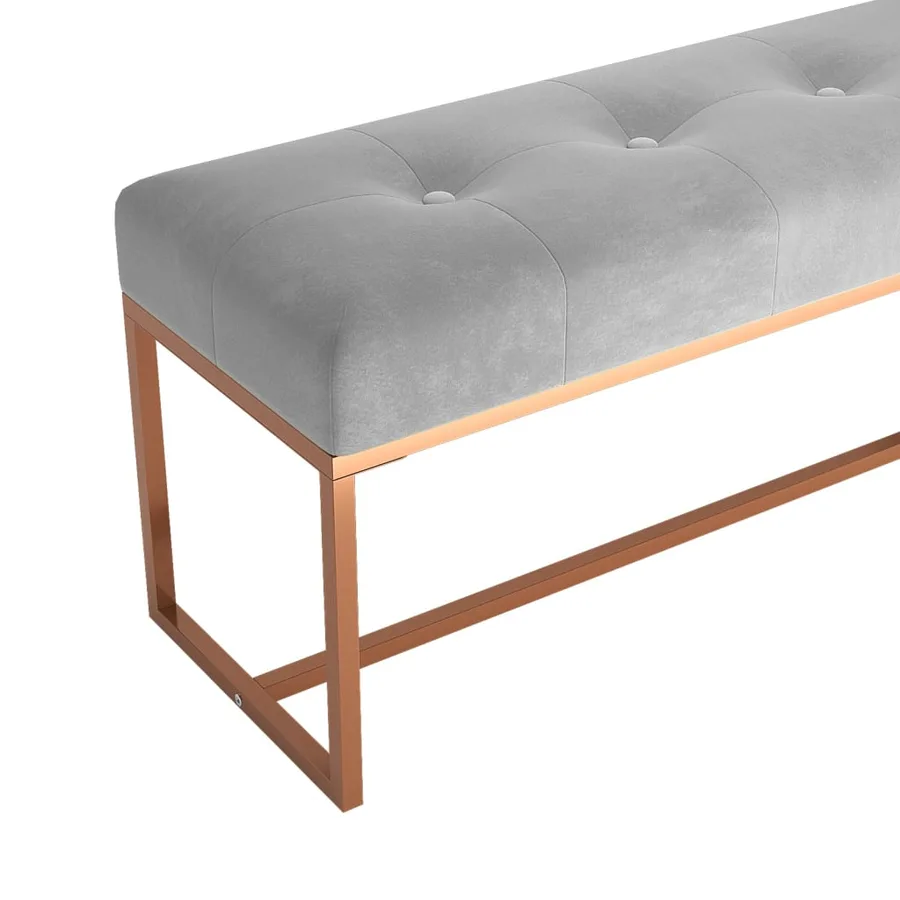 Banc Gris 110x36x45 cm Velours - 5