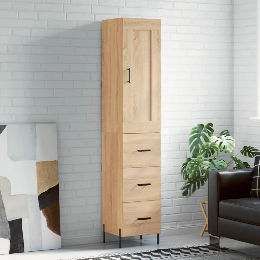 Buffet haut Chêne sonoma 34,5x34x180 cm Bois d'ingénierie