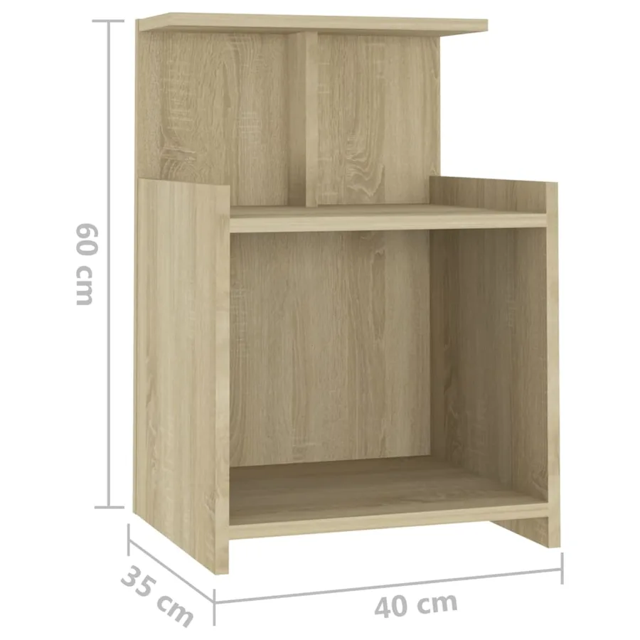Tables de chevet 2 pcs Chêne sonoma 40x35x60 cm Aggloméré - 7