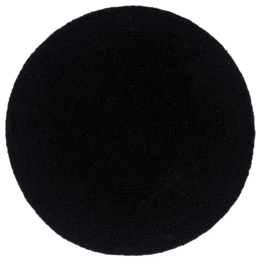 Napperons 4 pcs Noir Plain 38 cm Rond Coton - 2
