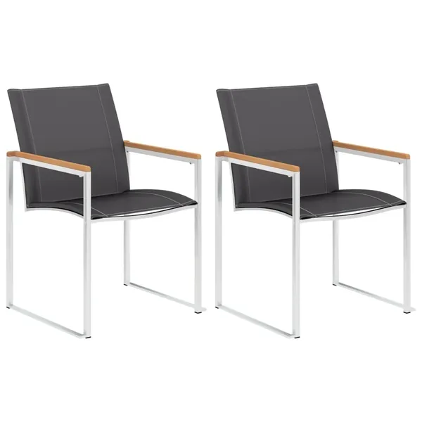 Chaises de jardin lot de 2 Textilène et acier inoxydable Gris