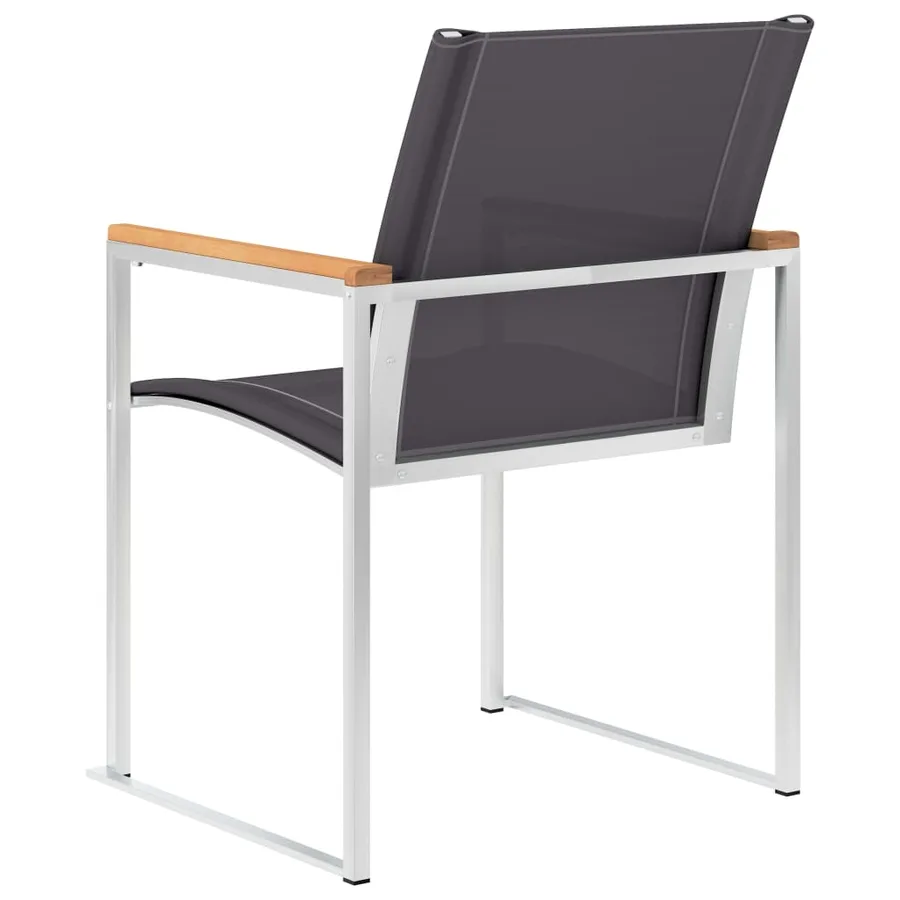 Chaises de jardin lot de 2 Textilène et acier inoxydable Gris - 5
