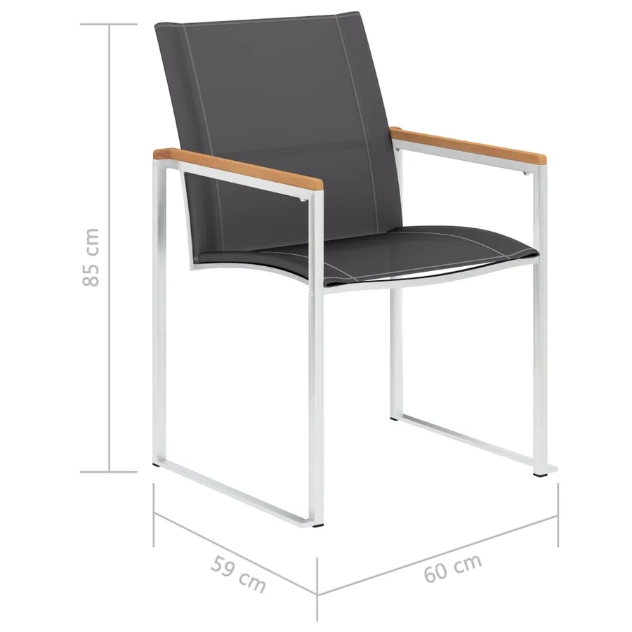 Chaises de jardin lot de 2 Textilène et acier inoxydable Gris - 8
