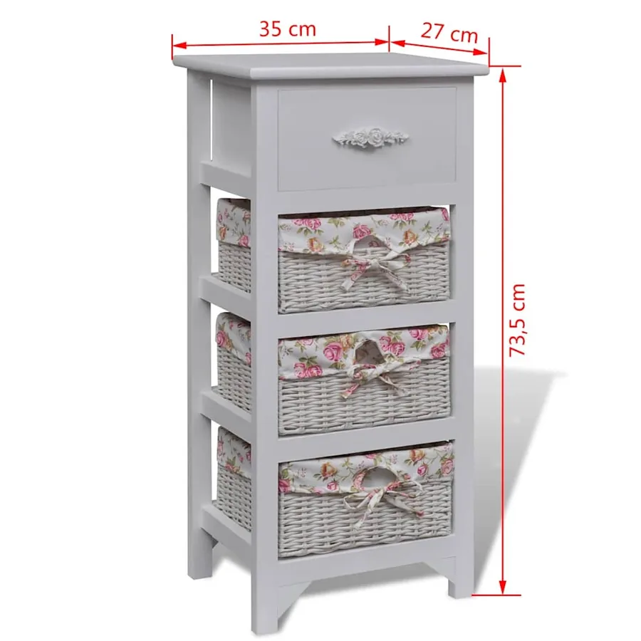 Armoire avec 1 tiroir et 3 paniers Blanc Bois de Paulownia - 6