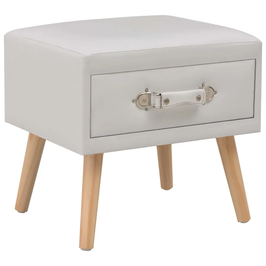 Tables de chevet 2 pcs Blanc 40x35x40 cm Similicuir - 2