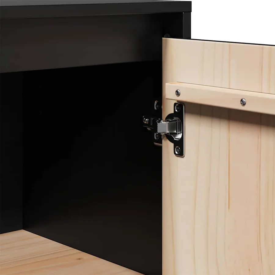 Buffets 2 pcs Noir 31,5x34x75 cm Bois massif de pin - 12