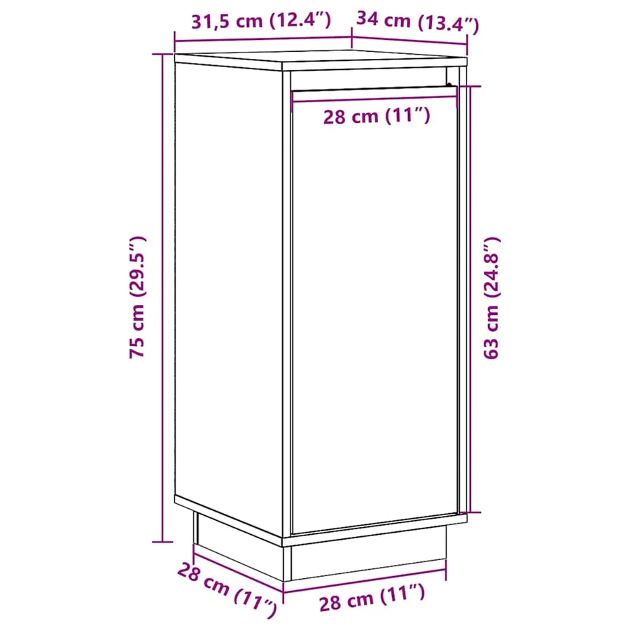 Buffets 2 pcs Noir 31,5x34x75 cm Bois massif de pin - 15