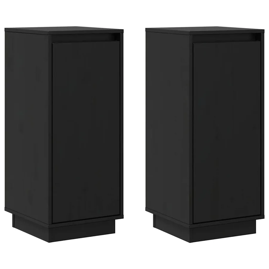 Buffets 2 pcs Noir 31,5x34x75 cm Bois massif de pin - 2