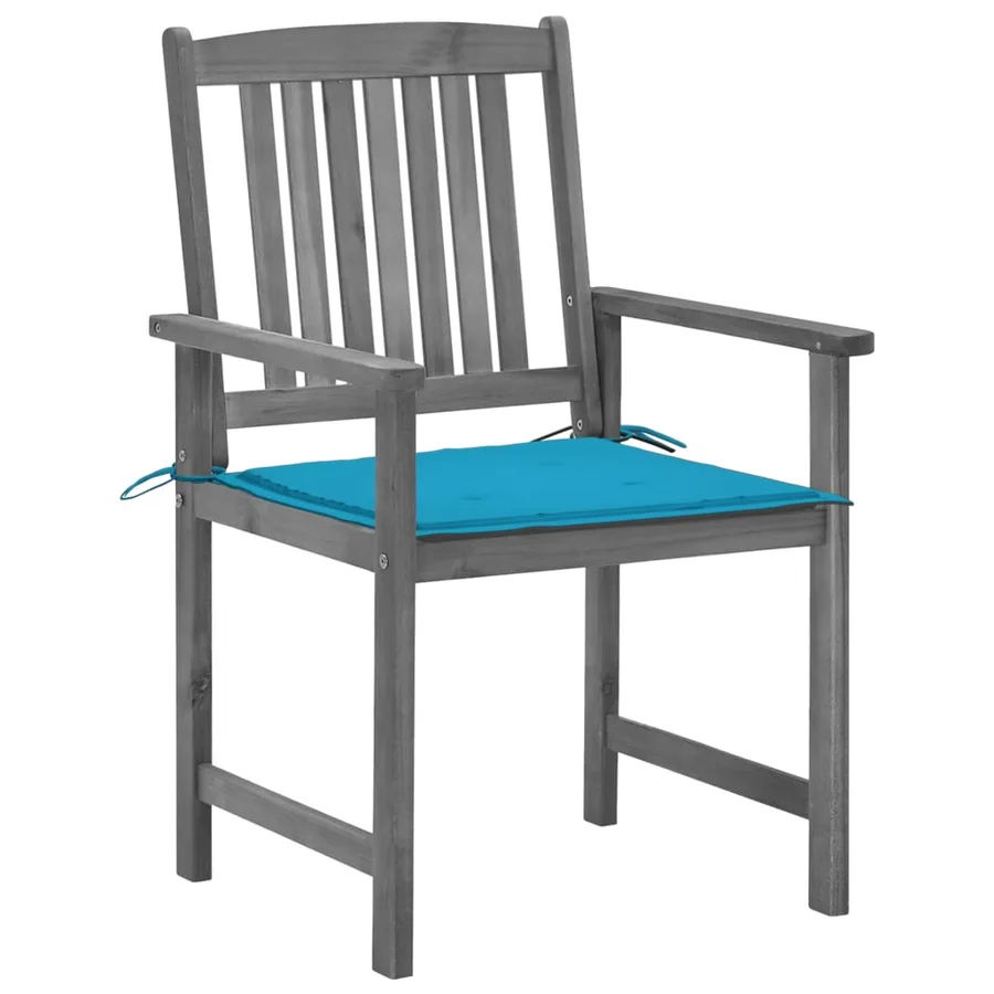 Chaises de jardin et coussins lot de 4 Gris Bois acacia massif - 3