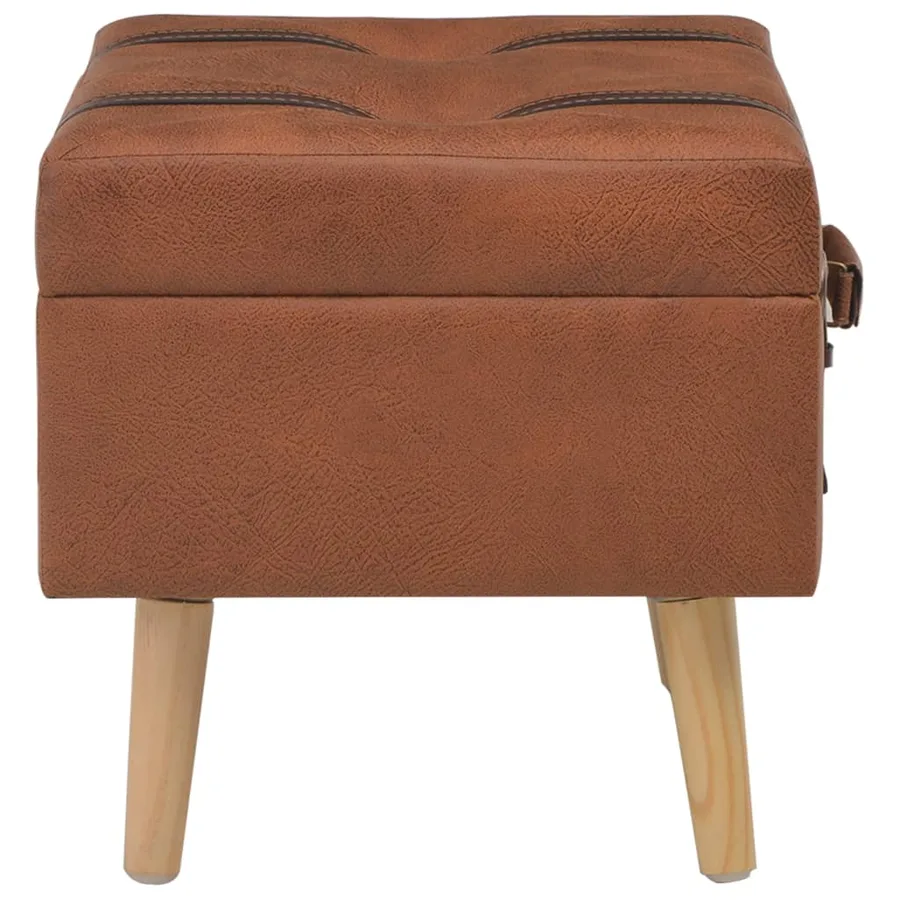 Tabouret de rangement 40 cm marron pâle similicuir - 4