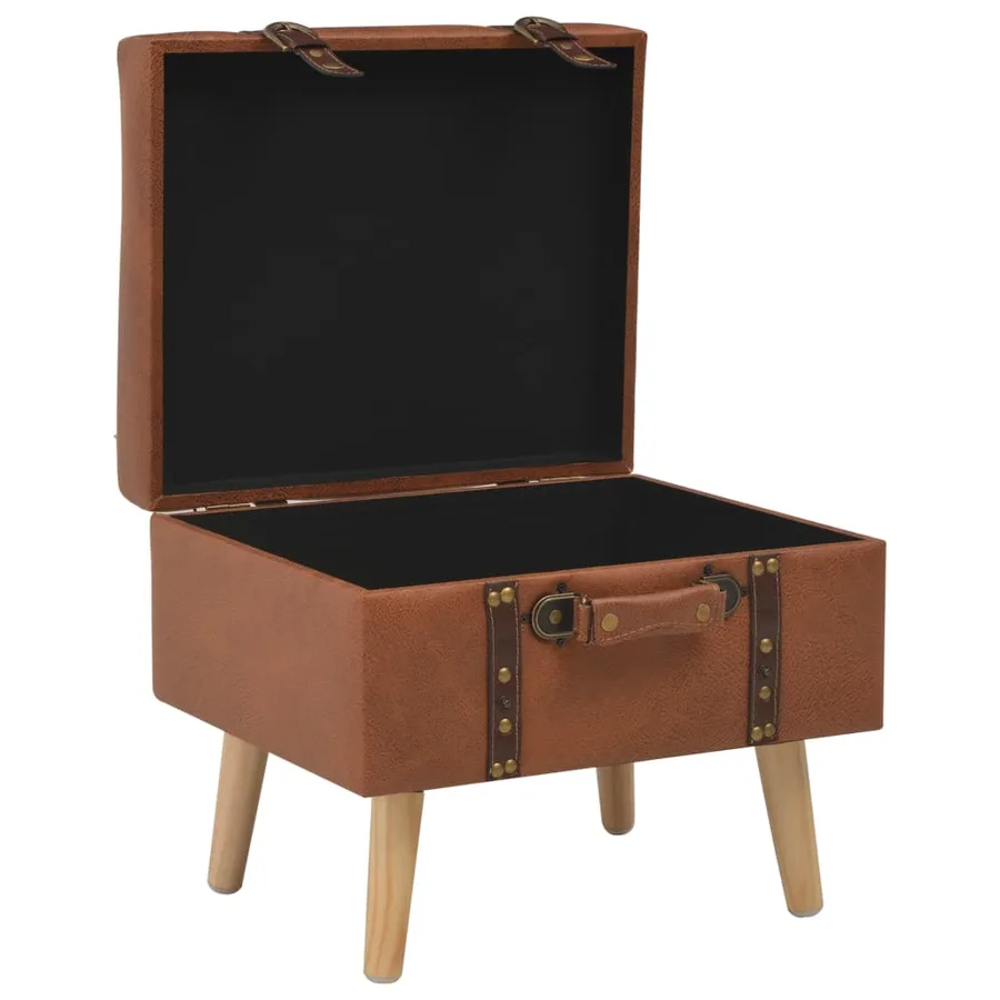 Tabouret de rangement 40 cm marron pâle similicuir - 6