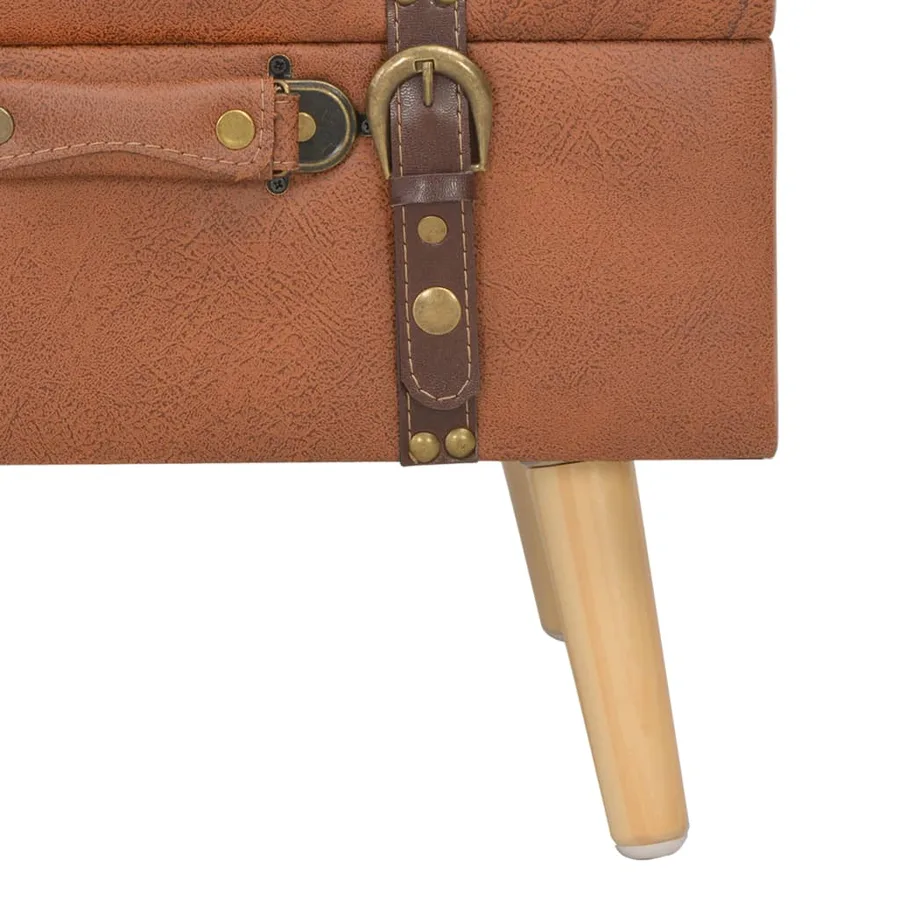 Tabouret de rangement 40 cm marron pâle similicuir - 9
