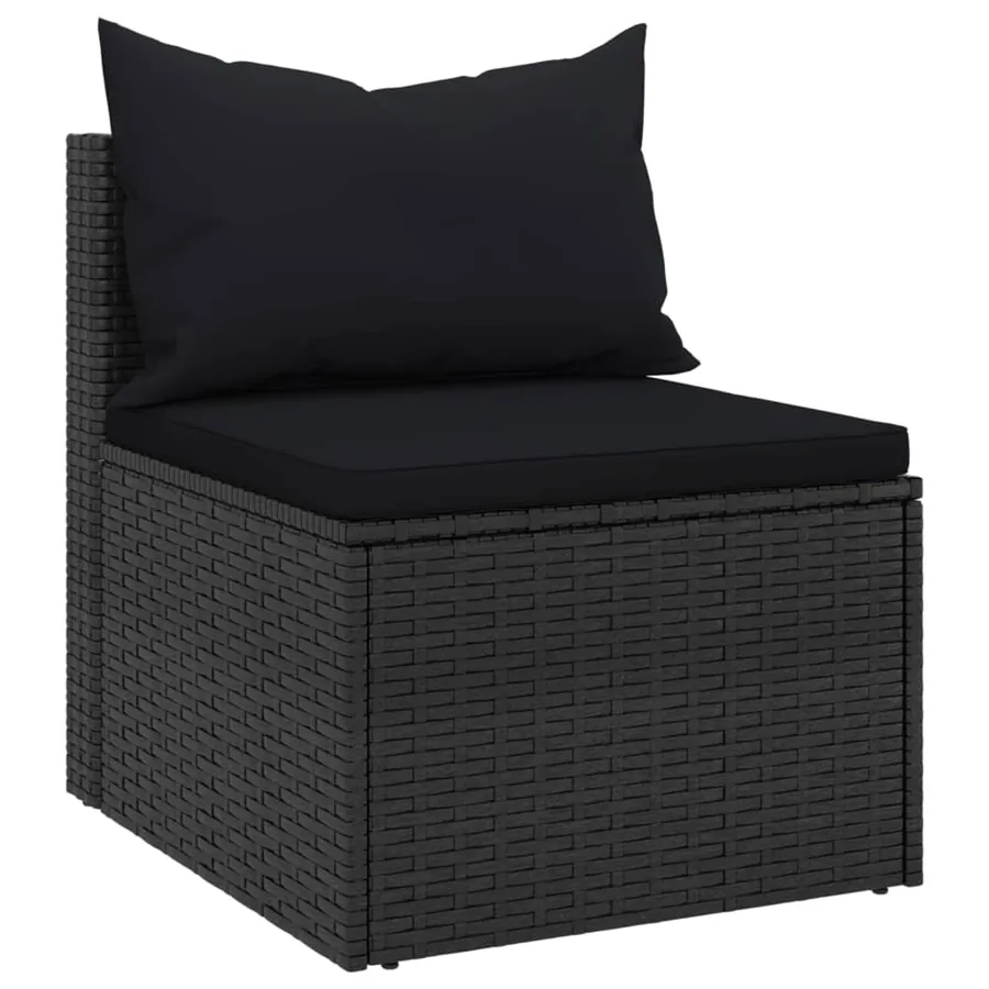 Canapés centraux de jardin et coussins 2pcs Noir Résine tressée - 3