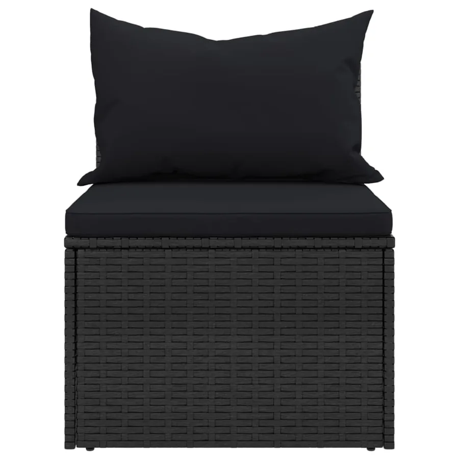 Canapés centraux de jardin et coussins 2pcs Noir Résine tressée - 5