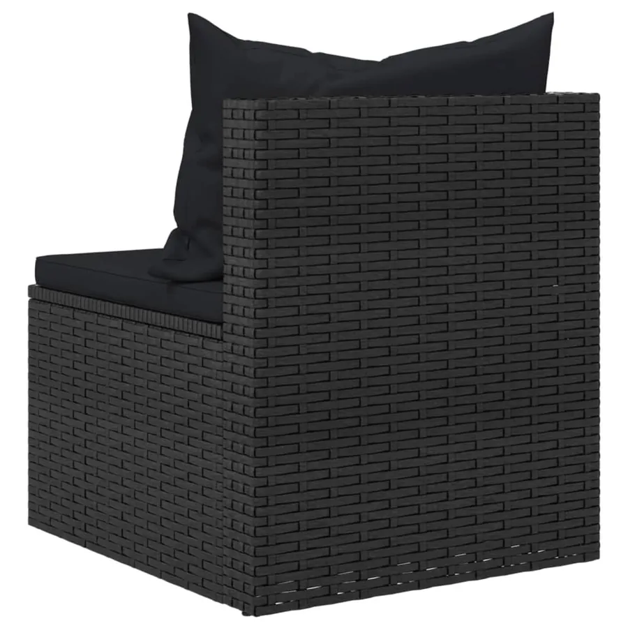 Canapés centraux de jardin et coussins 2pcs Noir Résine tressée - 7