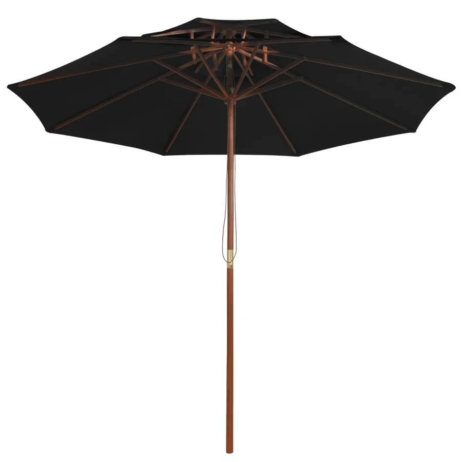 Parasol à deux étages avec mât en bois noir 270 cm - 2