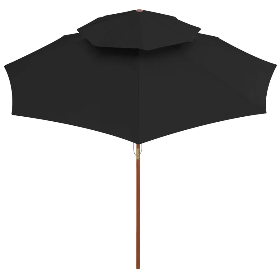 Parasol à deux étages avec mât en bois noir 270 cm - 3