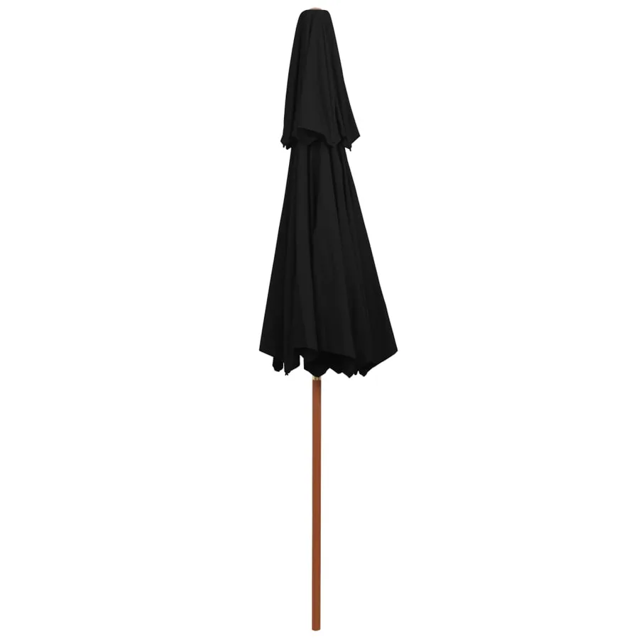 Parasol à deux étages avec mât en bois noir 270 cm - 4