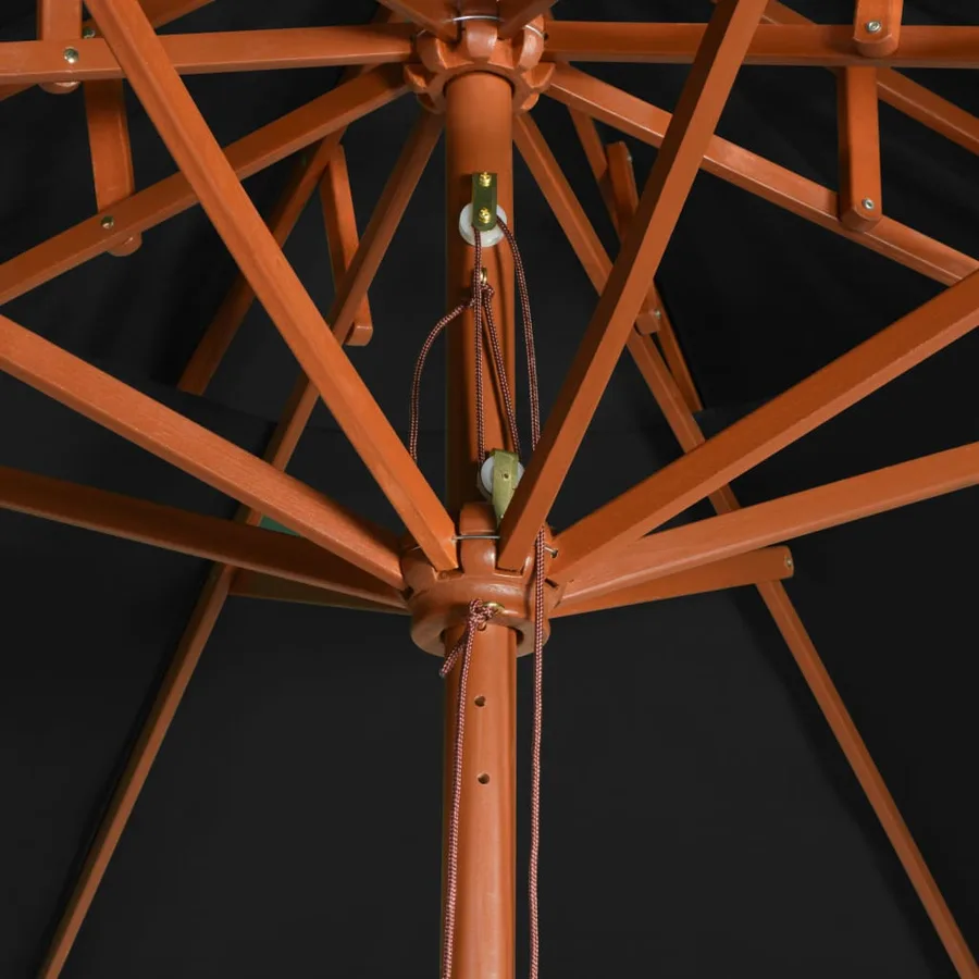 Parasol à deux étages avec mât en bois noir 270 cm - 5