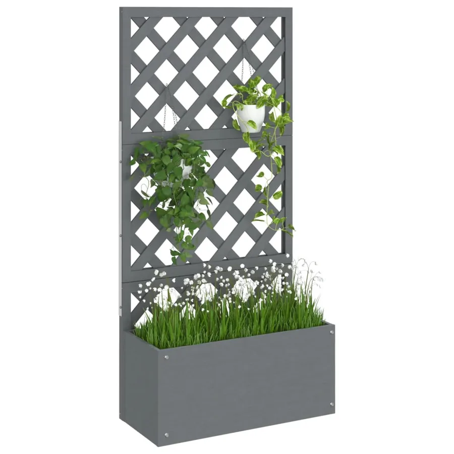 Jardinière en treillis Gris 65x33x135 cm WPC - 3