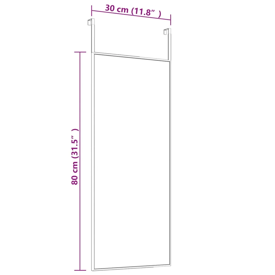 Miroir de porte Noir 30x80 cm Verre et aluminium - 4