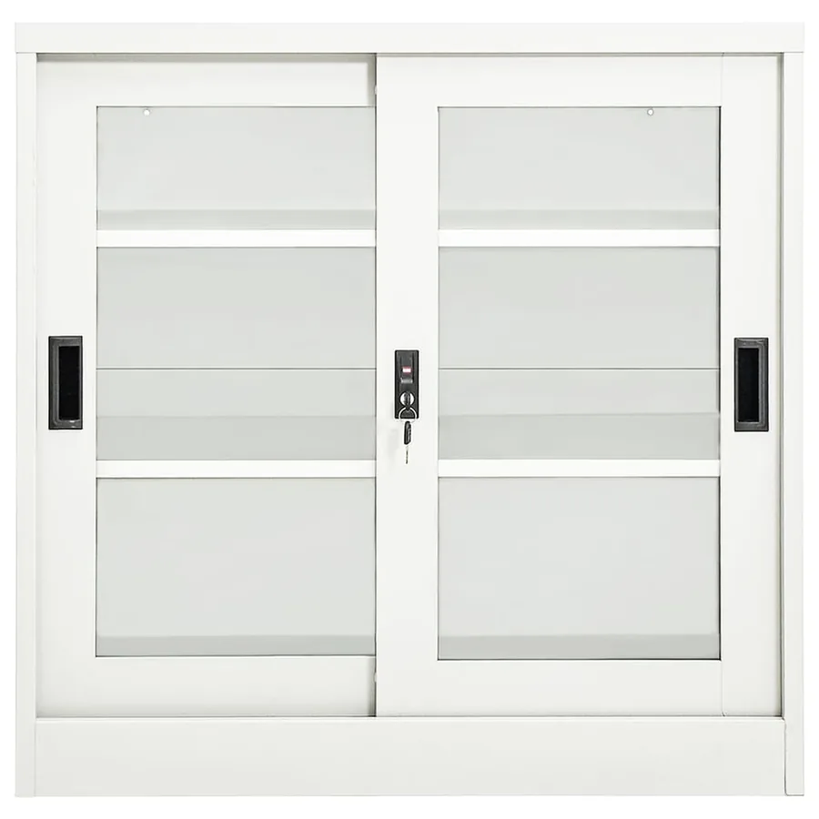 Armoire à portes coulissantes Blanc 90x40x90 cm Acier - 2