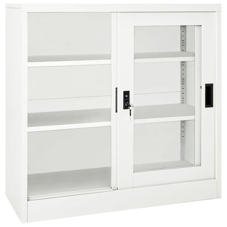 Armoire à portes coulissantes Blanc 90x40x90 cm Acier - 5