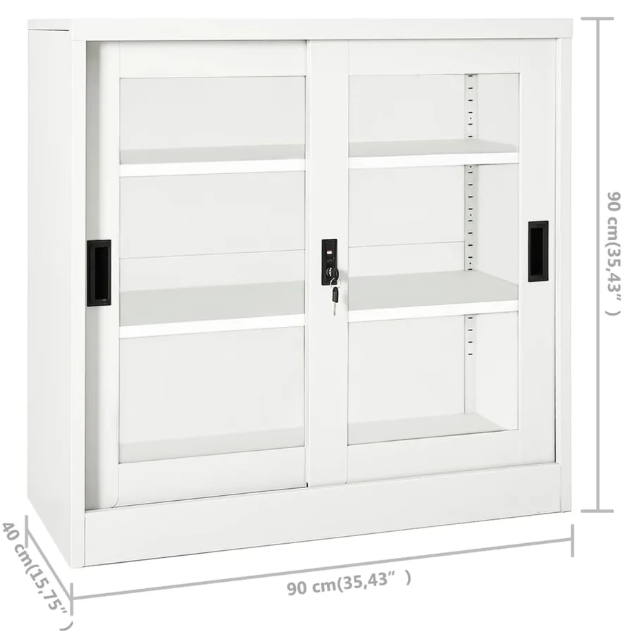 Armoire à portes coulissantes Blanc 90x40x90 cm Acier - 9