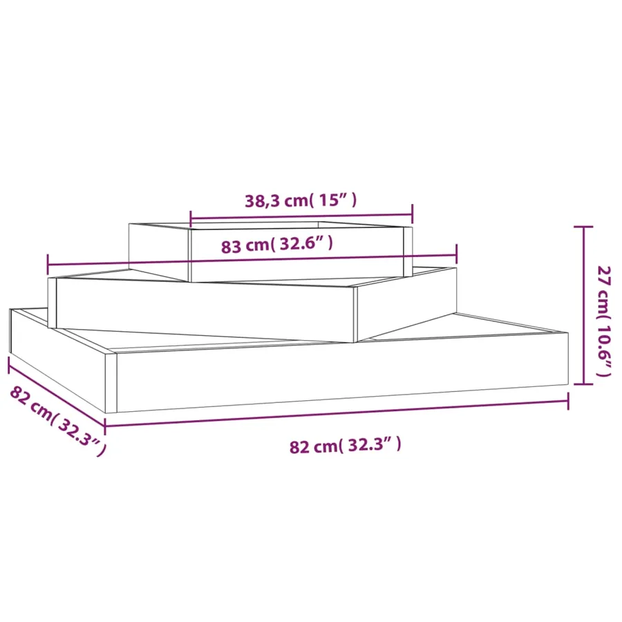 Jardinière 83x83x27 cm Bois massif de pin - 6