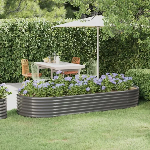 Lit surélevé de jardin Acier galvanisé 249x100x36cm gris