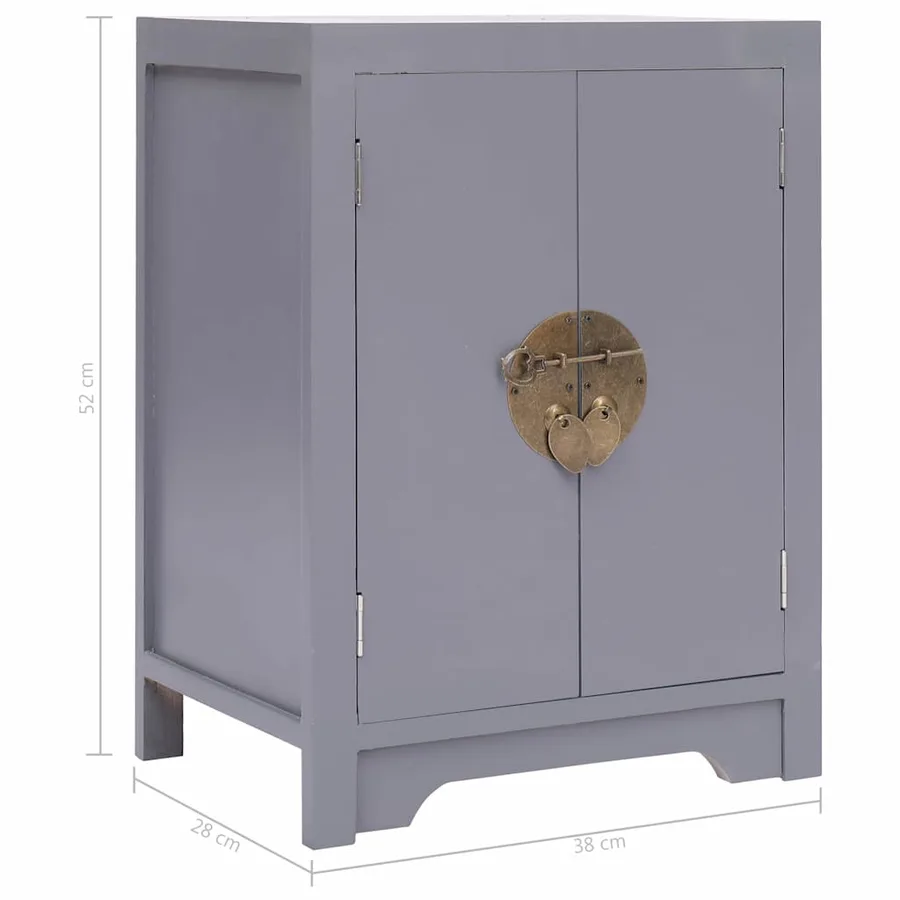 Table de chevet Gris 38x28x52 cm Bois de Paulownia - 7