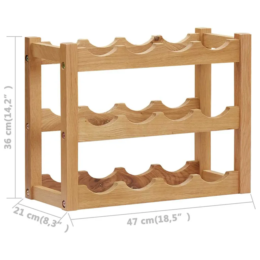 Casier à bouteilles 12 bouteilles 47x21x36 cm Bois de chêne - 5