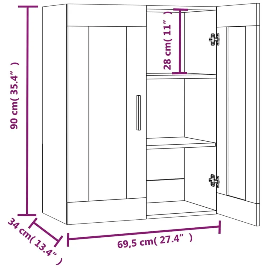 Armoire murale suspendue Chêne sonoma 69,5x34x90 cm - 12