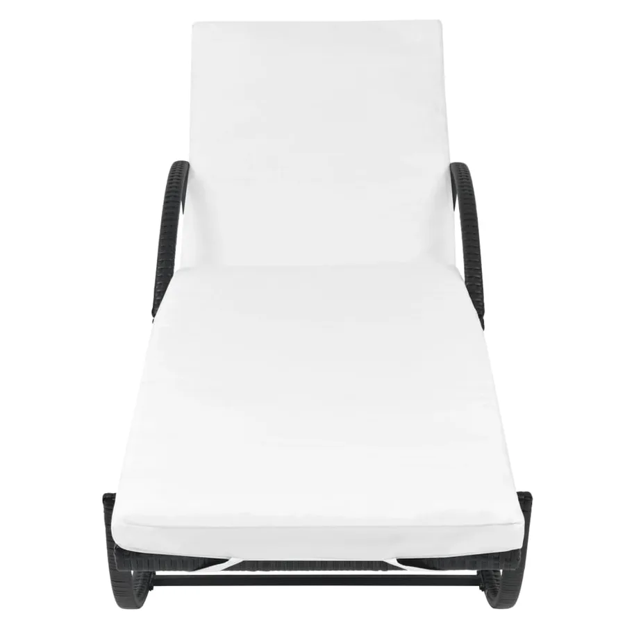 Chaises longues lot de 2 avec table résine tressée noir - 5