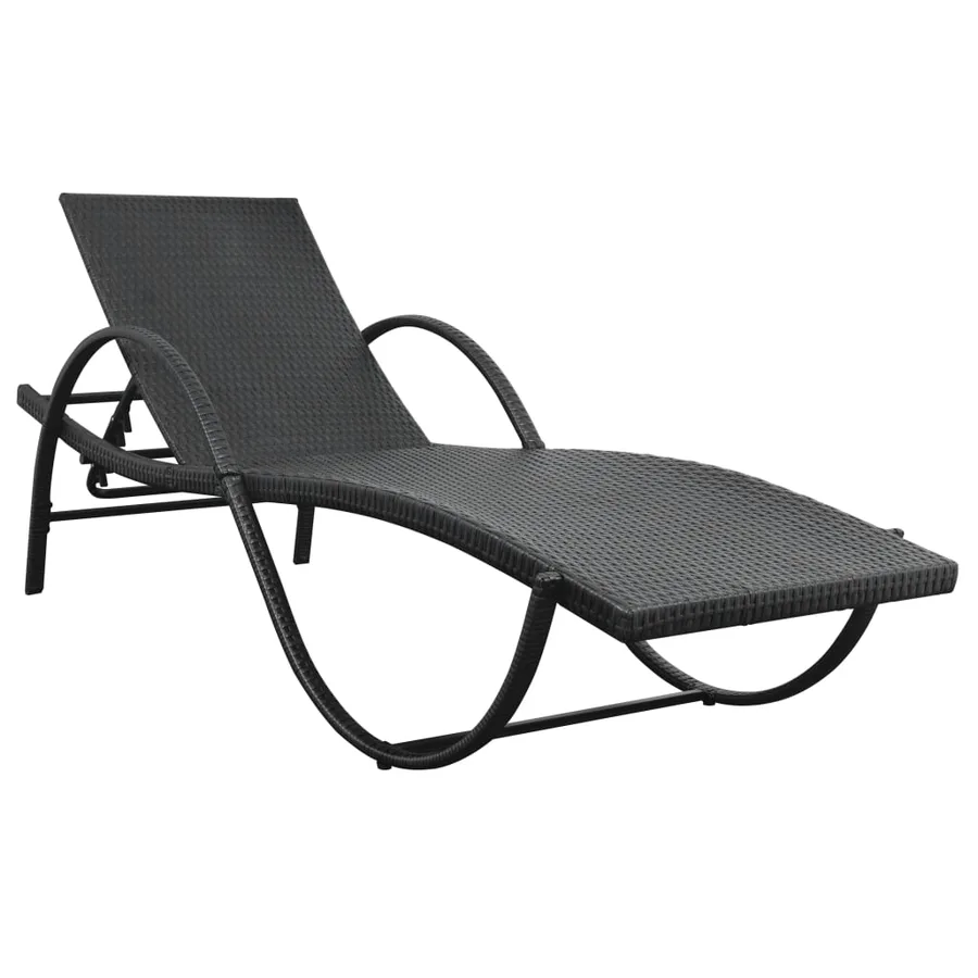 Chaises longues lot de 2 avec table résine tressée noir - 6