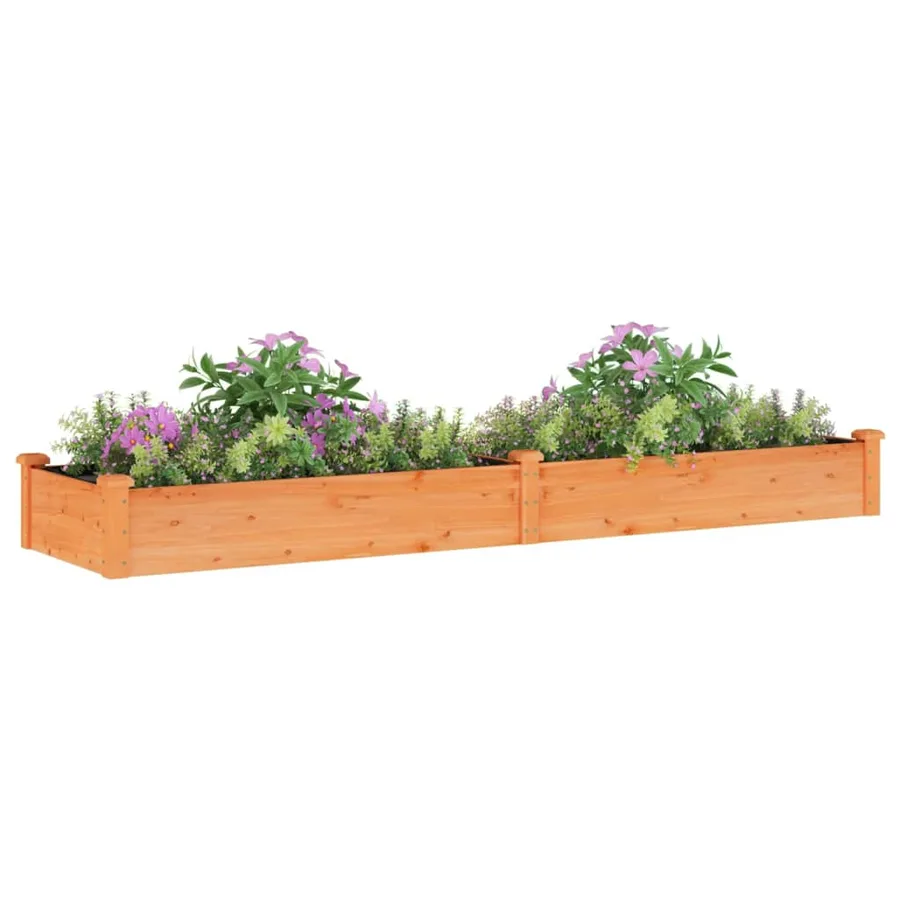 Lit surélevé de jardin doublure 240x60x25 cm bois massif sapin - 3