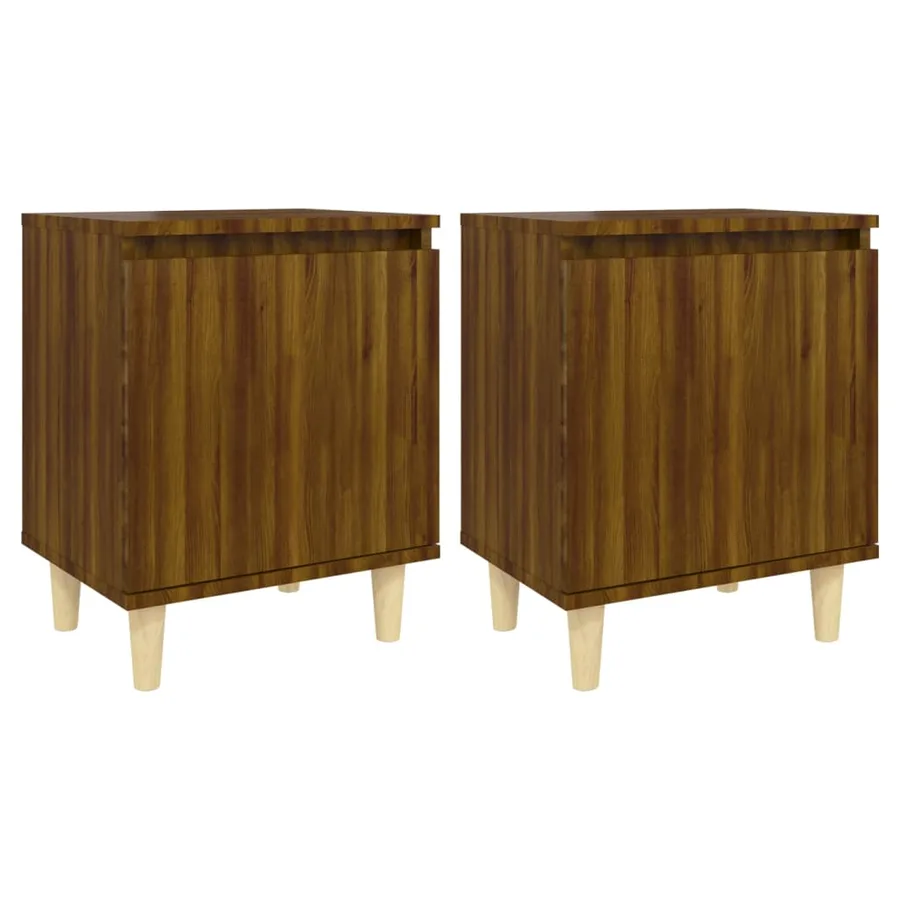 Tables de chevet pieds en bois 2 pcs Chêne marron 40x30x50 cm - 2