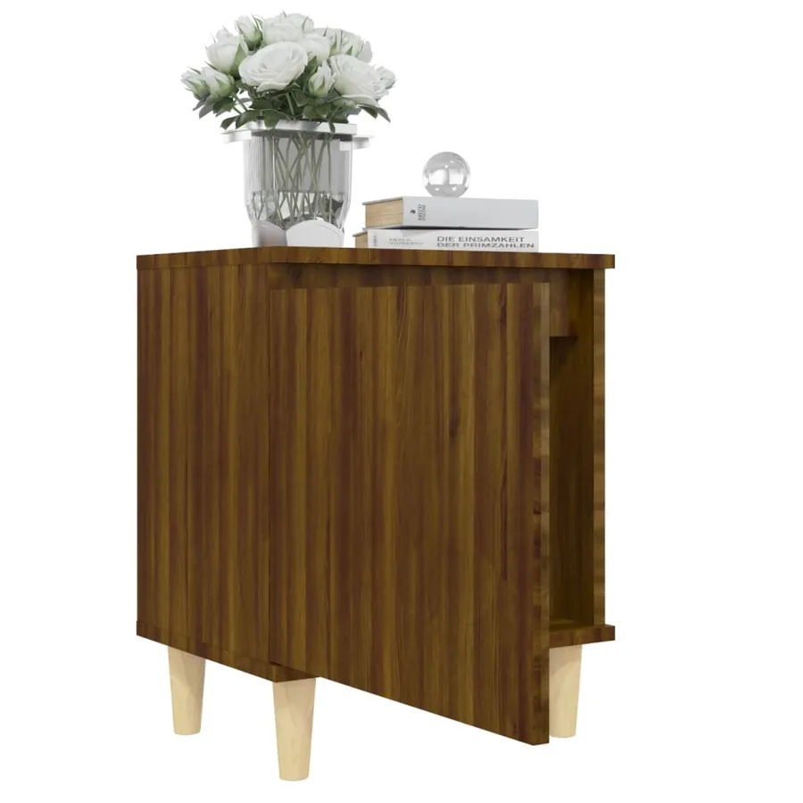 Tables de chevet pieds en bois 2 pcs Chêne marron 40x30x50 cm - 7