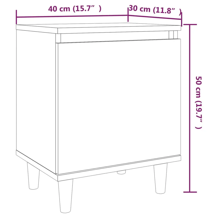 Tables de chevet pieds en bois 2 pcs Chêne marron 40x30x50 cm - 9