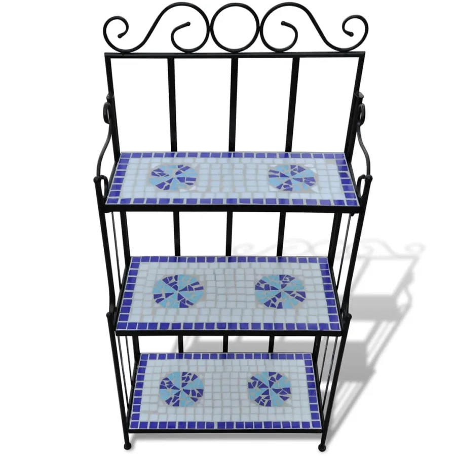 Support pour plantes Mosaïque bleu et blanc - 2