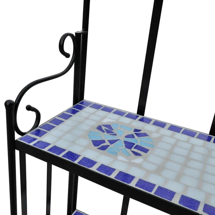 Support pour plantes Mosaïque bleu et blanc - 3