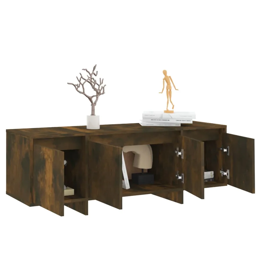Meuble TV chêne fumé 120x30x40,5 cm bois d'ingénierie - 5
