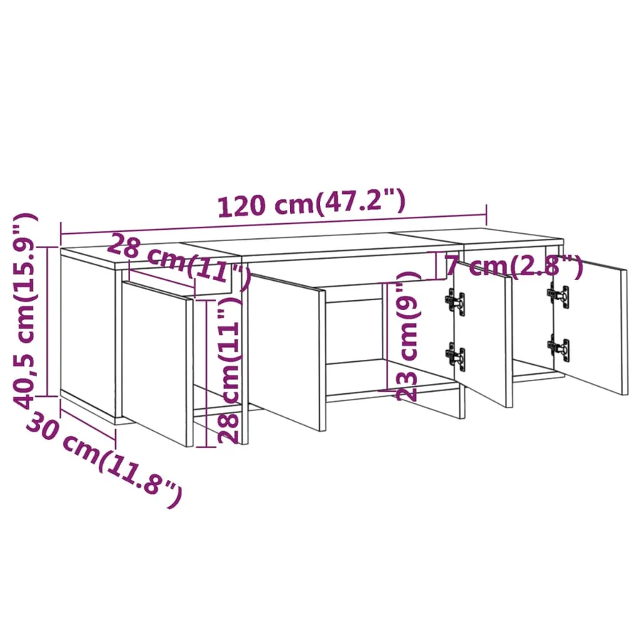 Meuble TV chêne fumé 120x30x40,5 cm bois d'ingénierie - 9