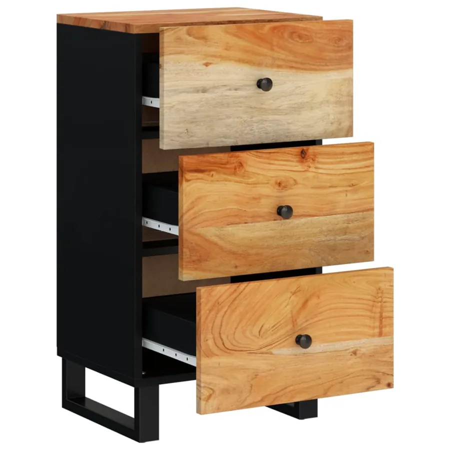 Buffet avec 3 tiroirs 40x33,5x75 cm bois massif d'acacia - 4
