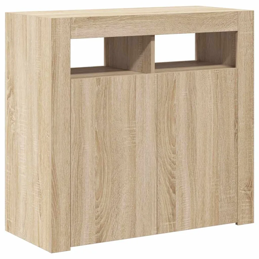 Buffet avec lumières LED chêne sonoma 80x35x75 cm - 7