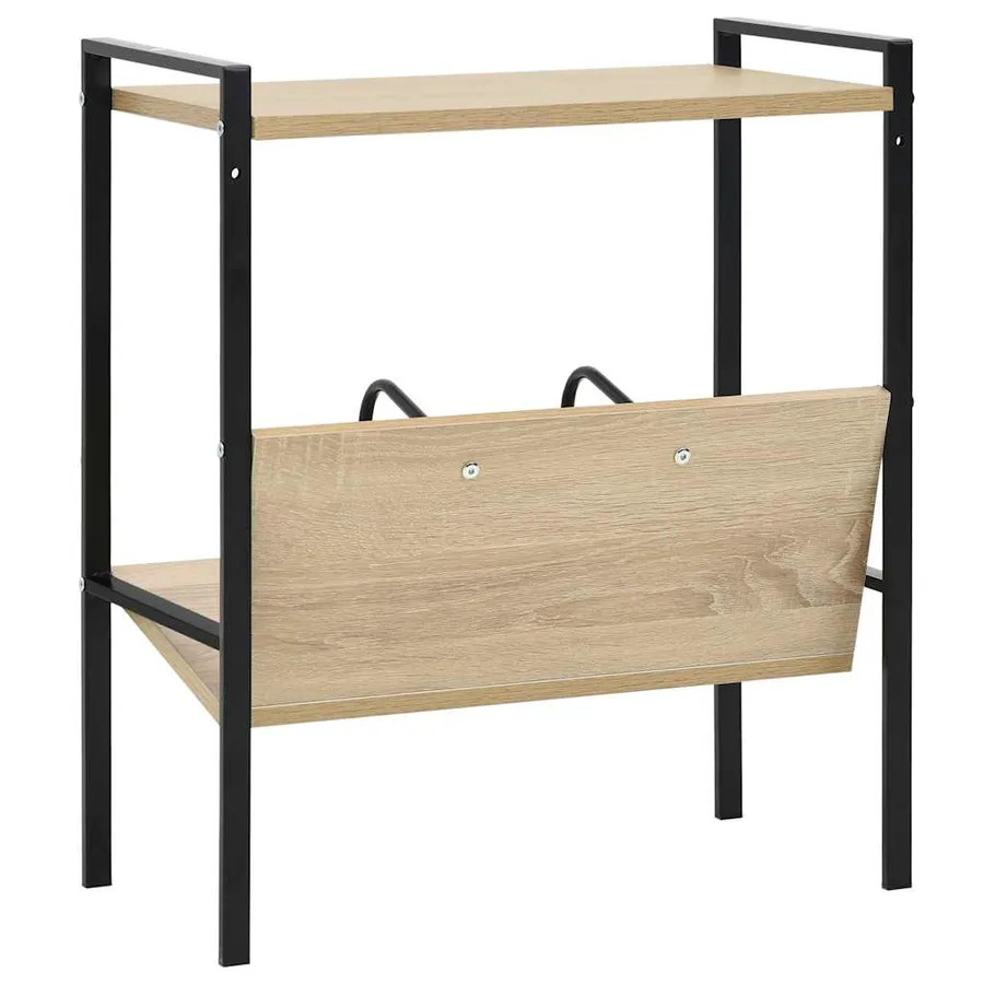 Bibliothèque 2 niveaux noir chêne 52x28x59 cm bois d'ingénierie - 5
