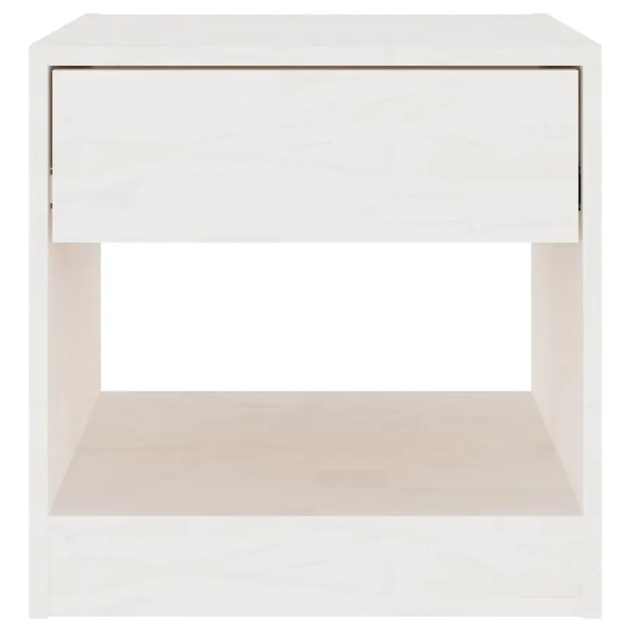 Table de chevet Blanc 40x31x40 cm Bois de pin massif - 4