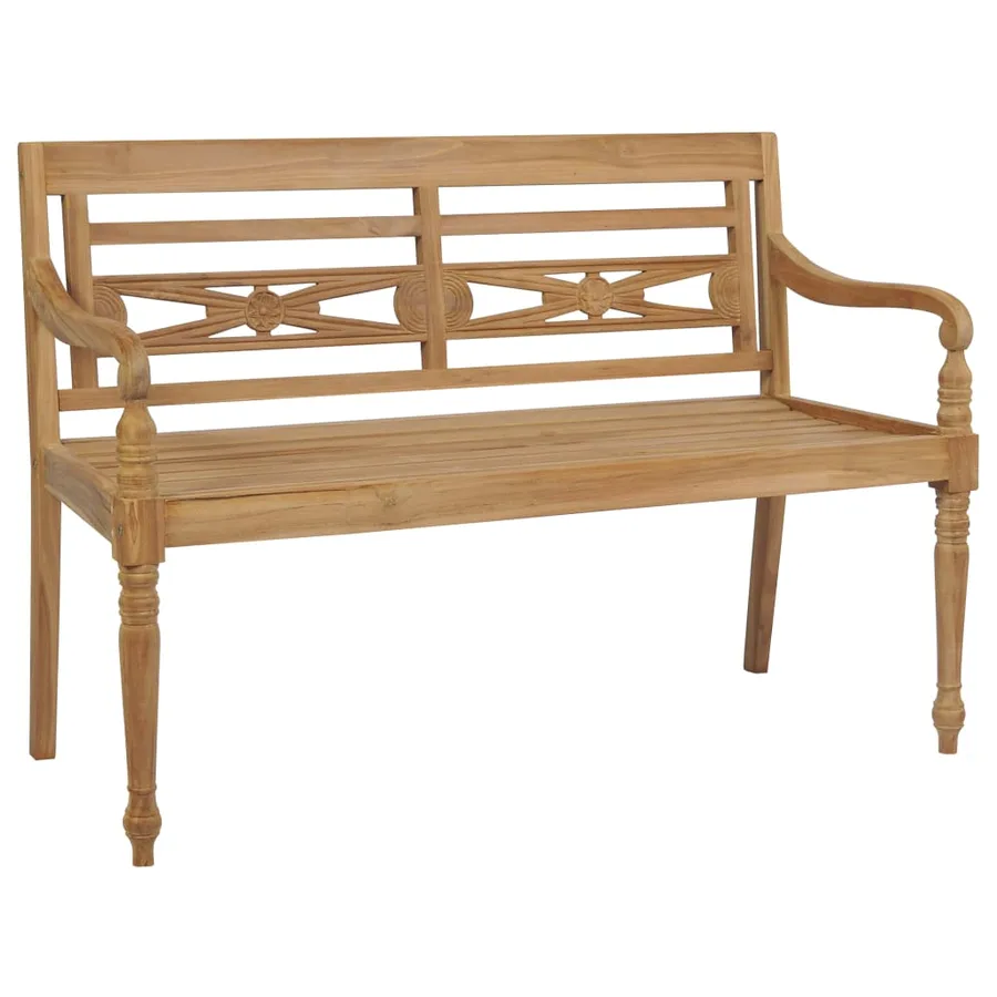 Banc Batavia avec coussin crème 120 cm Bois de teck massif - 2
