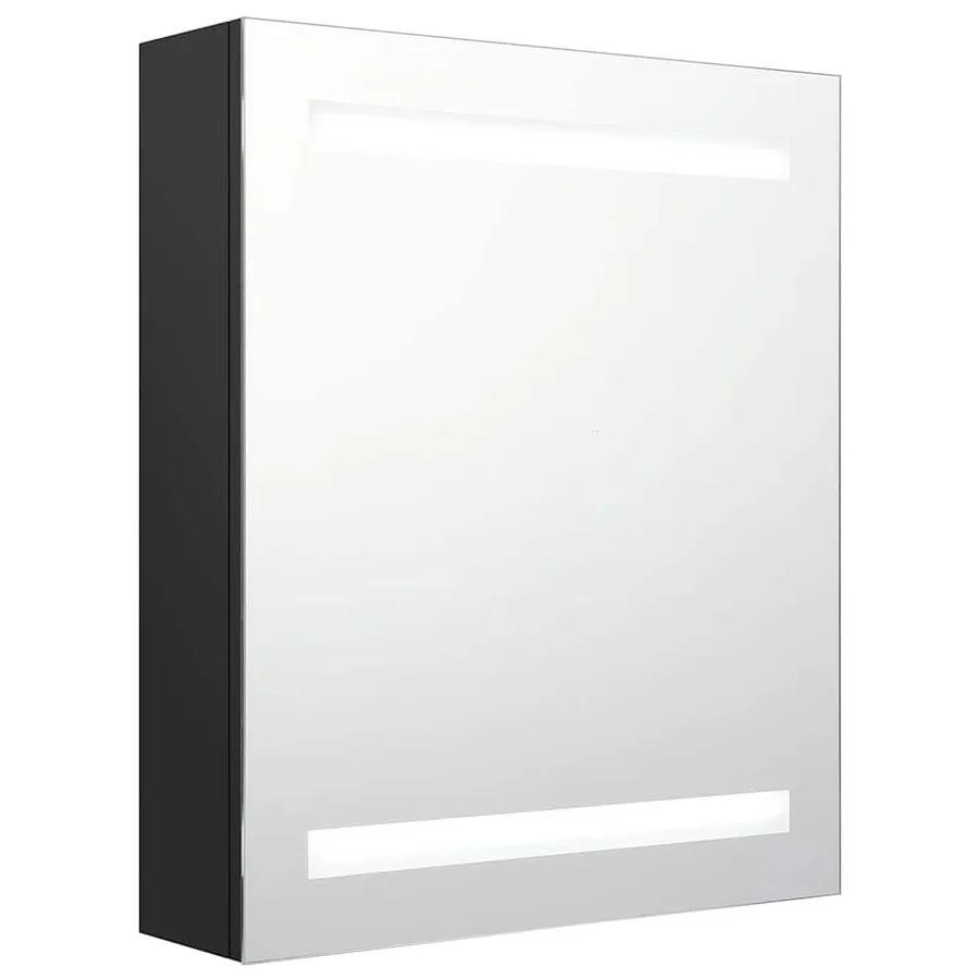 Armoire de salle de bain à miroir LED noir 50x14x60 cm - 2